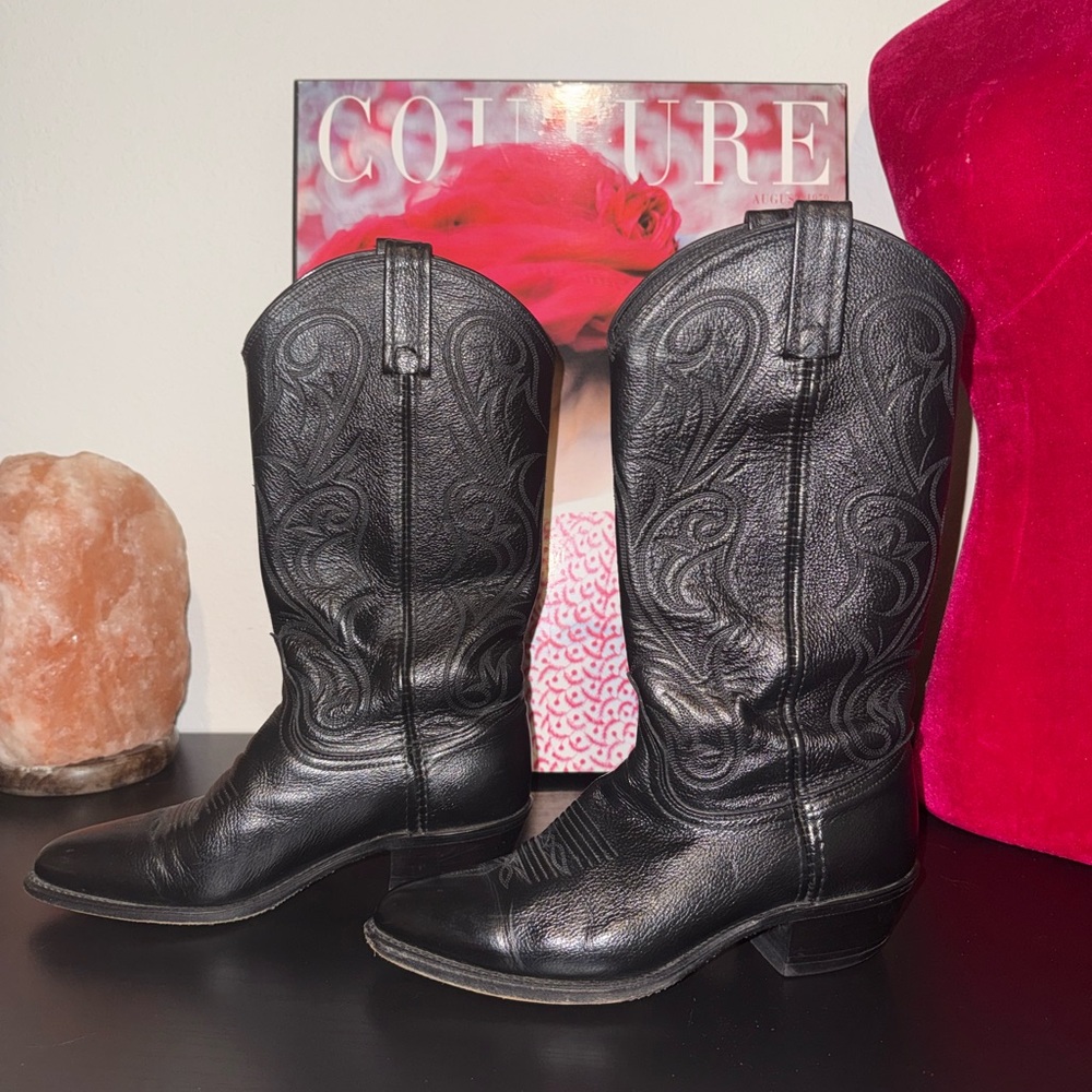 Dan Post Women’s Black Cowboy Boots with Western Stitching